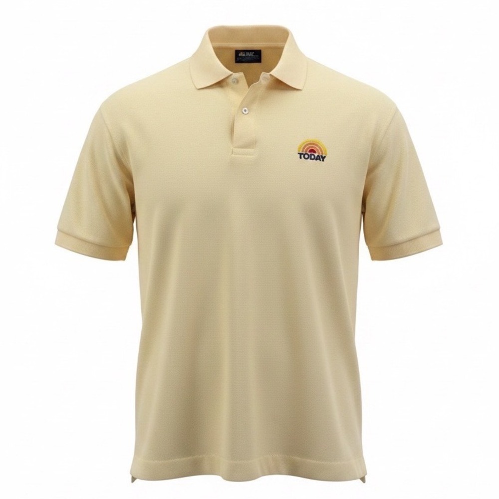 VTG NBC Experience Today Show Logo Polo Shirt Mens Large Yellow Combed Cotton